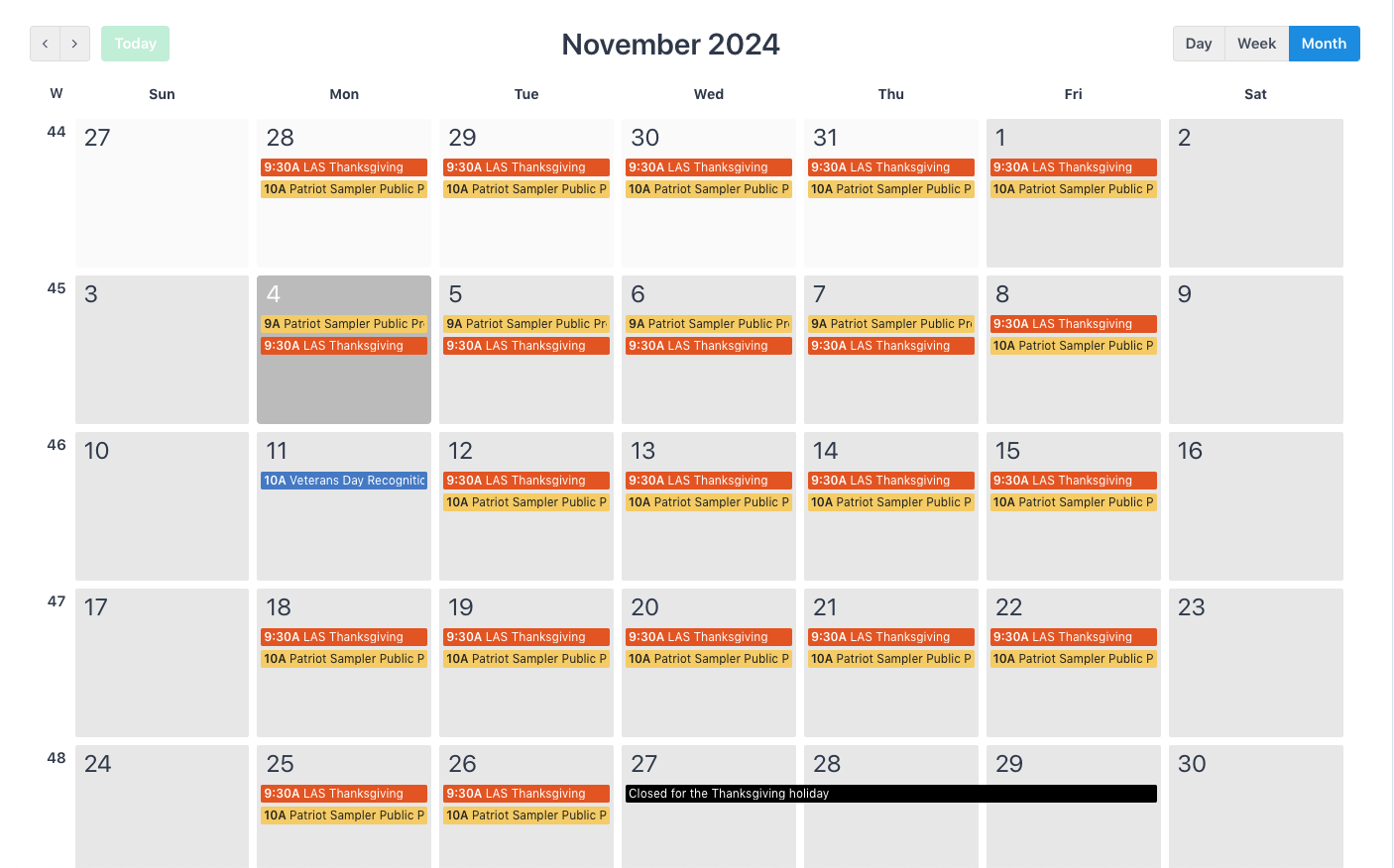 November 2024 calendar